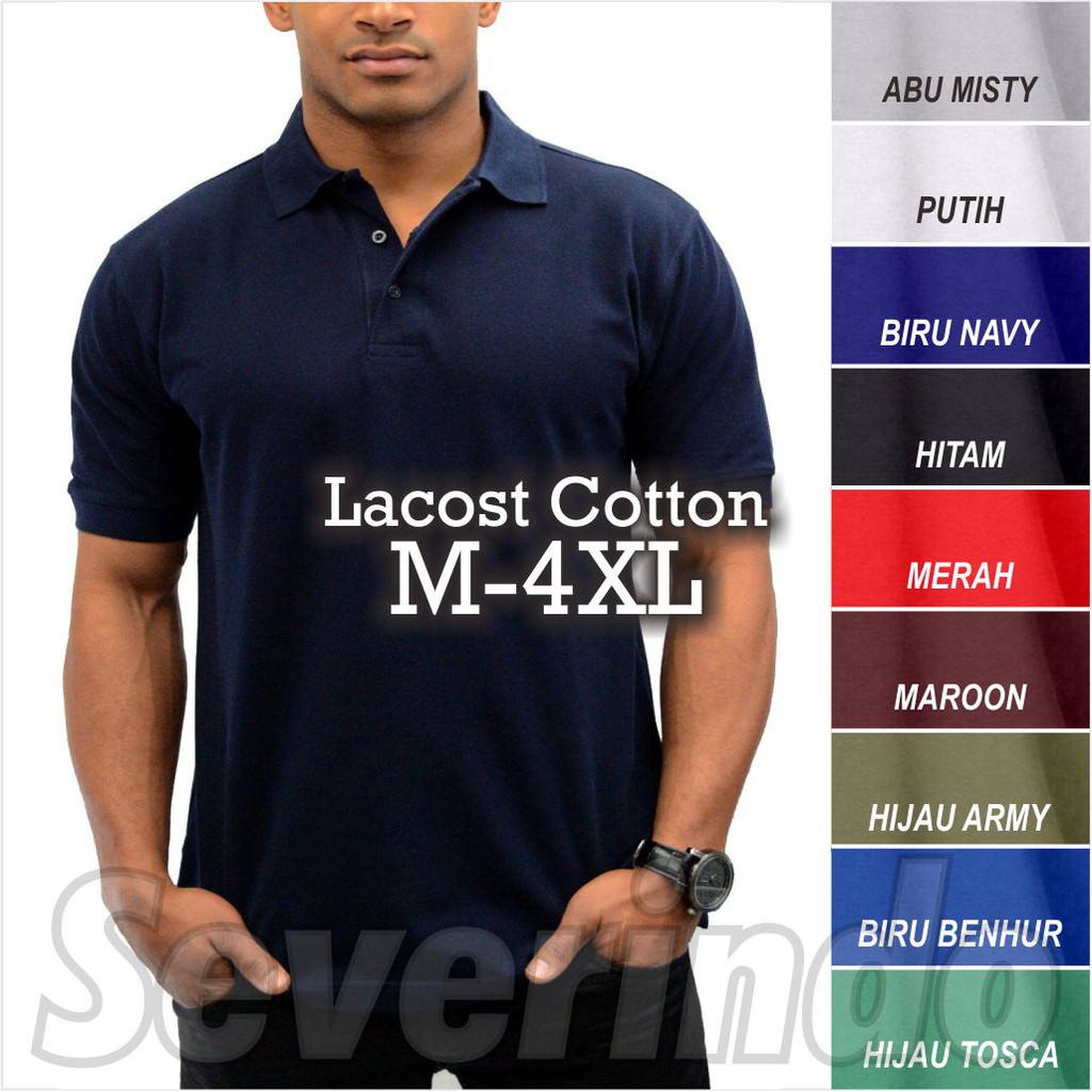  Kaos  Kerah  JUMBO Pria  Polo Shirt BIG SIZE Lacost Cotton 