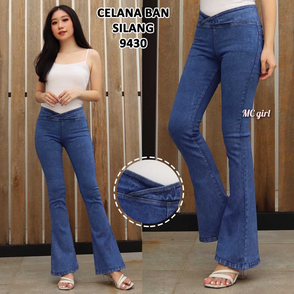 ( Size 27 - 34 ) MC girl - Cutbray Jeans Polos Wanita / Celana Jeans Kaki Lebar Ban Silang / Cutbrai Panjang