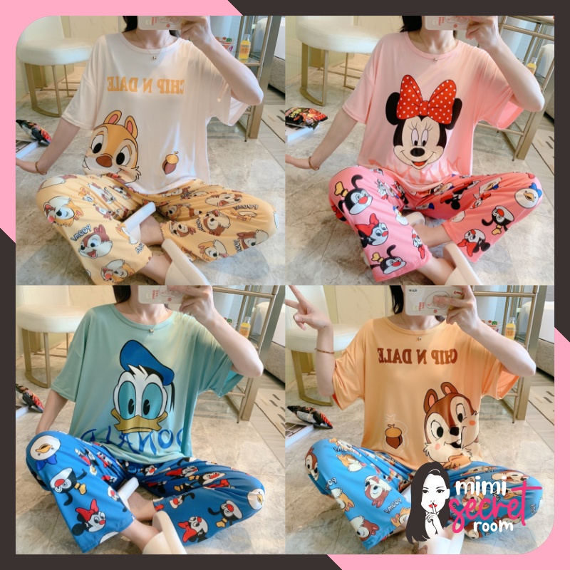 ❤ MIMI ❤ SETELAN BAJU TIDUR PIYAMA IMPORT WANITA KOREA LENGAN PENDEK CELANA PANJANG