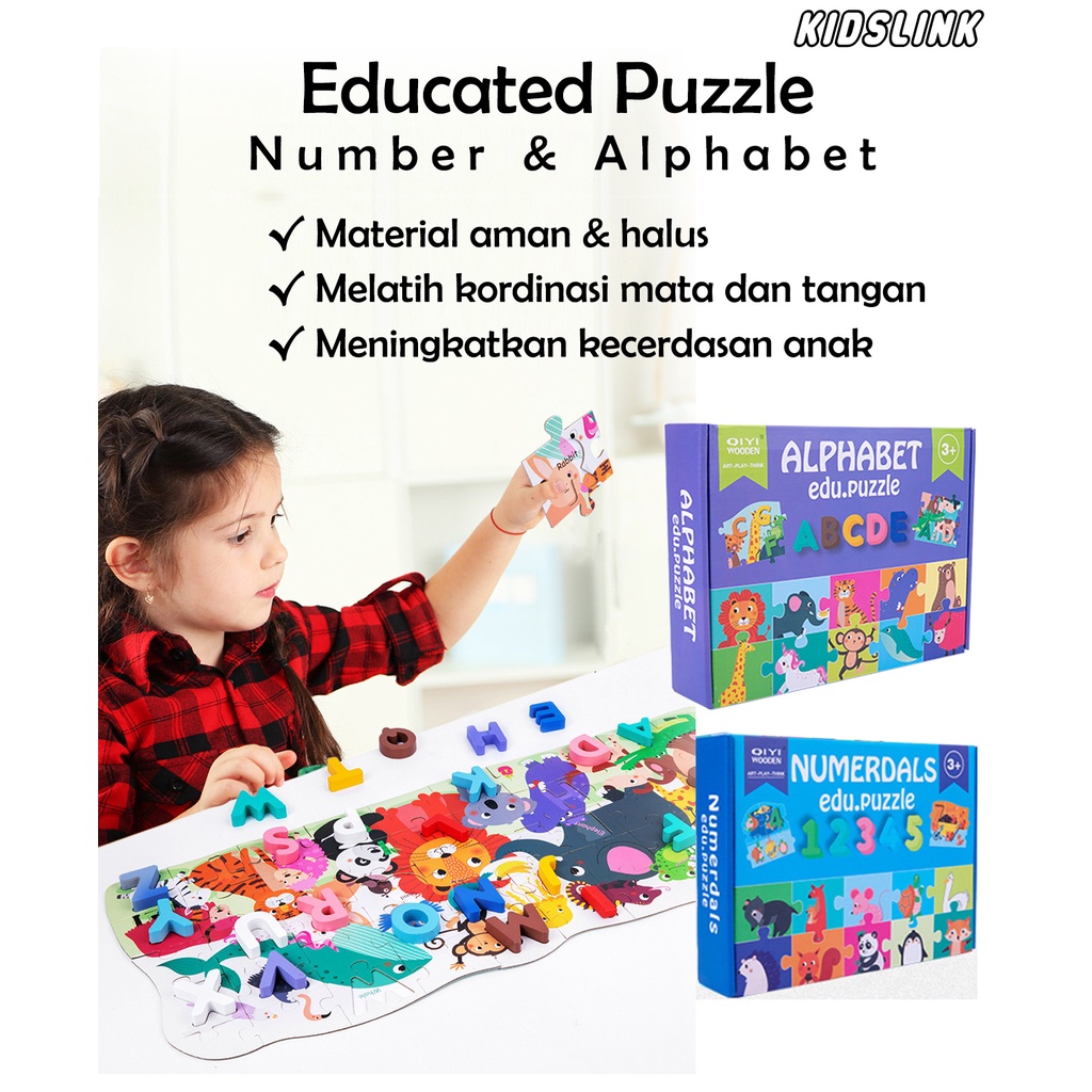 Educate Puzzle Number Alphabet Montessori Toys Mainan Edukasi Angka Abjad