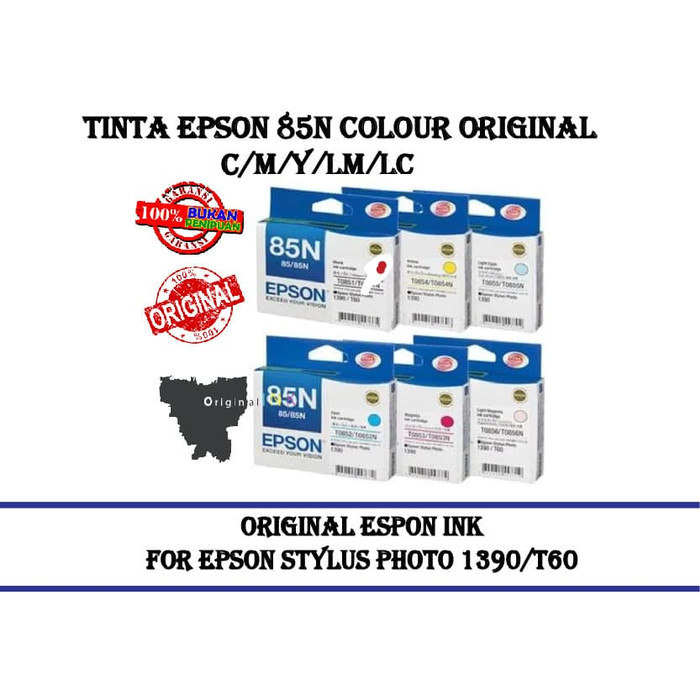 

tyha501s Tinta Epson 85N Epson 1390/T60 All Colour - Hitam E57Dtgfe