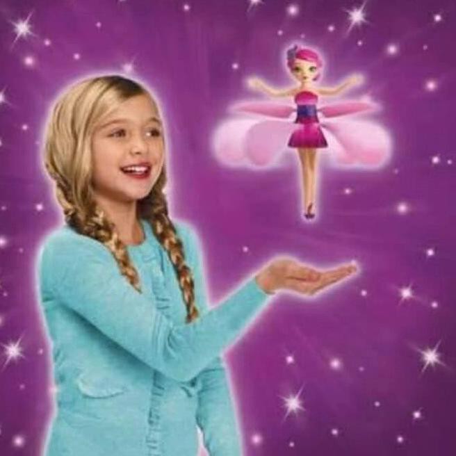 ★★★ GROSIR Flying Karakter Barbir Peri helikopter terbang sensor tangan mainan anak Terkini￣