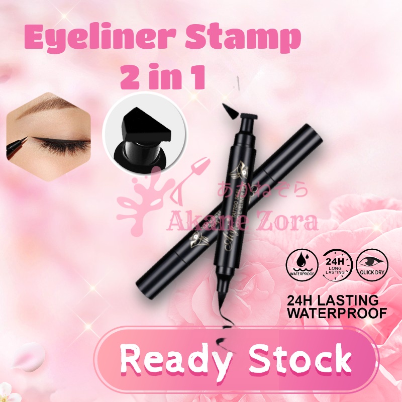 Akane Zora Eyeliner Stamp 2 In 1 Waterproof Liquid Eyeliner Pensil Waterproof Eyeliner Waterproof Make Up Eyeliner Pencil Make Over