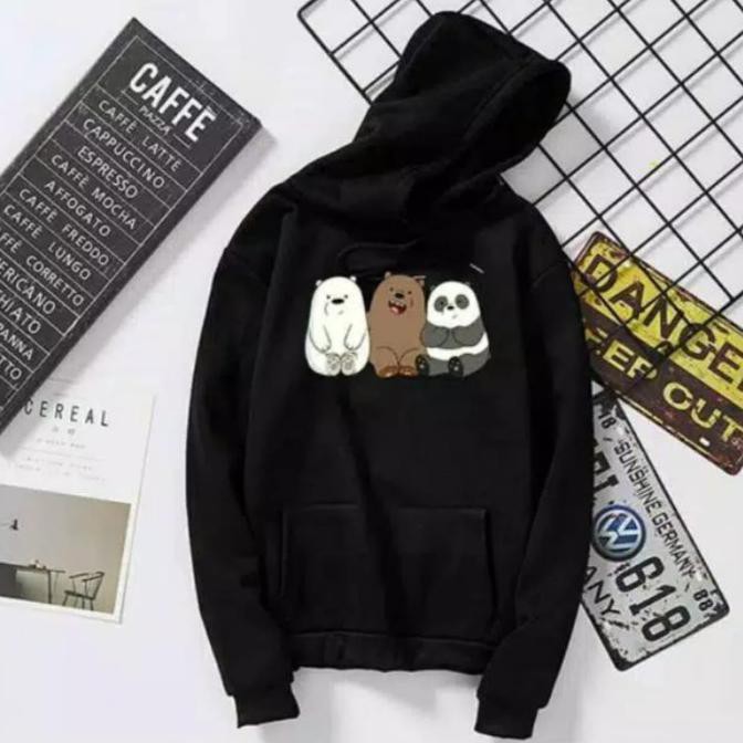 Produk Terbaru Sweater Hoodie Fashion Branded Panda Pria Wanita Bahan Premium - Putih, S