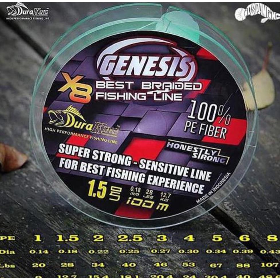 TERLARIS original product benang . line . senar . tali pe duraking genesis uk pe 1 2 3 4 5 6 7 8 tas