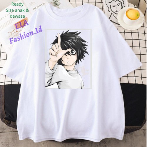 Baju Atasan Kaos Gambar Manga Logo Anime Death Note 03 - Kaos Lawliet Death Note