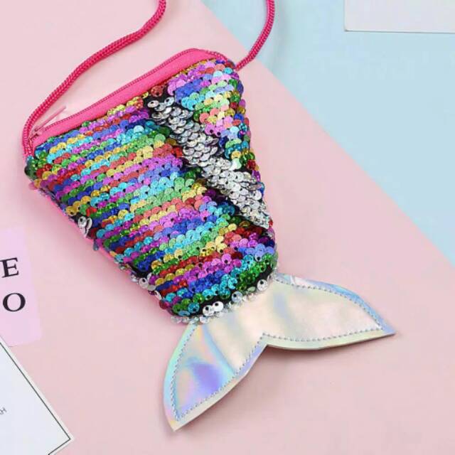 READY JAKARTA Tas Dompet Sequin Mermaid Hati Pouch