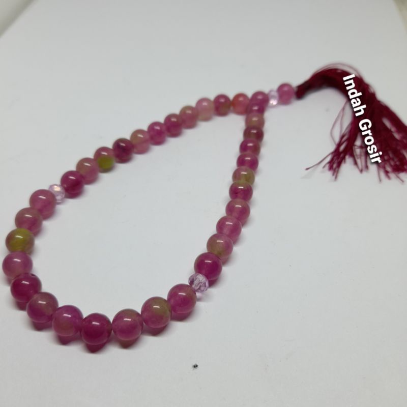 TASBIH BATU RUBY TANZANIA 8MM 33BUTIR ORIGINAL STONE