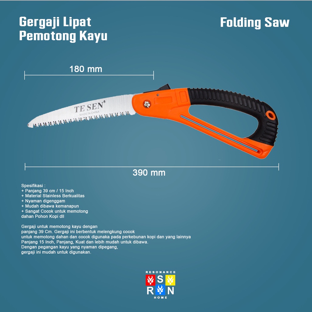 Gergaji Lipat Pemotong Dahan Kayu Pohon Tajam Folding Pruning Saw Resonance Home