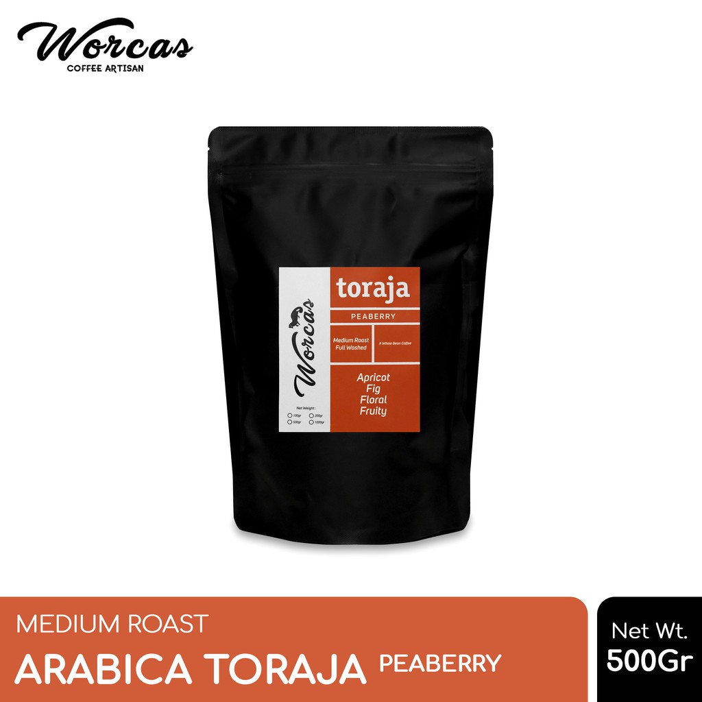 

WORCAS Kopi Arabika Toraja Peaberry 500 Gram - Medium Roast