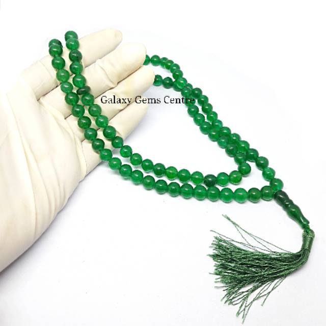 COD Tasbih Batu Green Jade Giok Hijau 99 Butir 8mm