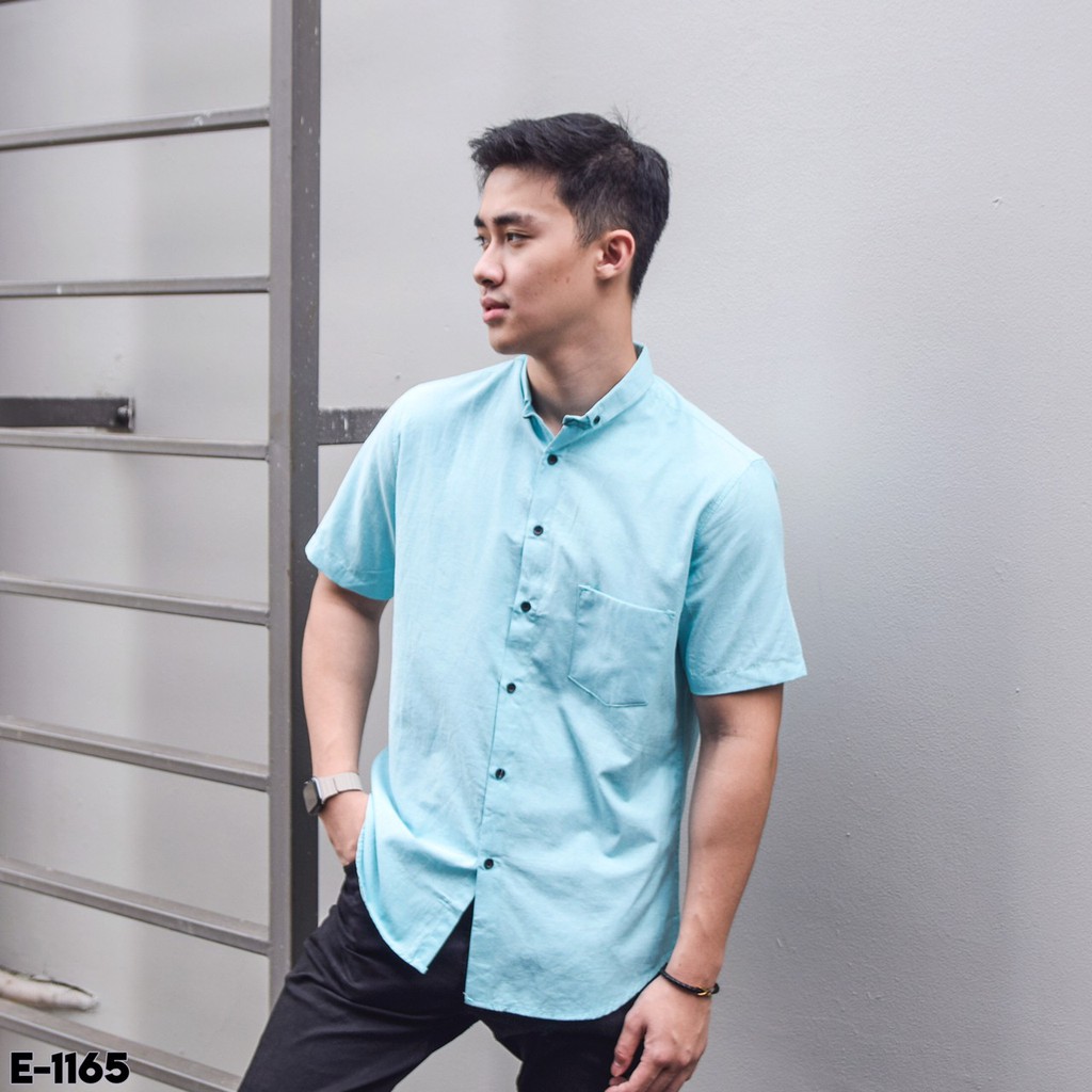 Mensfashionhouse Kemeja Pria Lengan Panjang Polos Oxford Kasual Cowok Murah