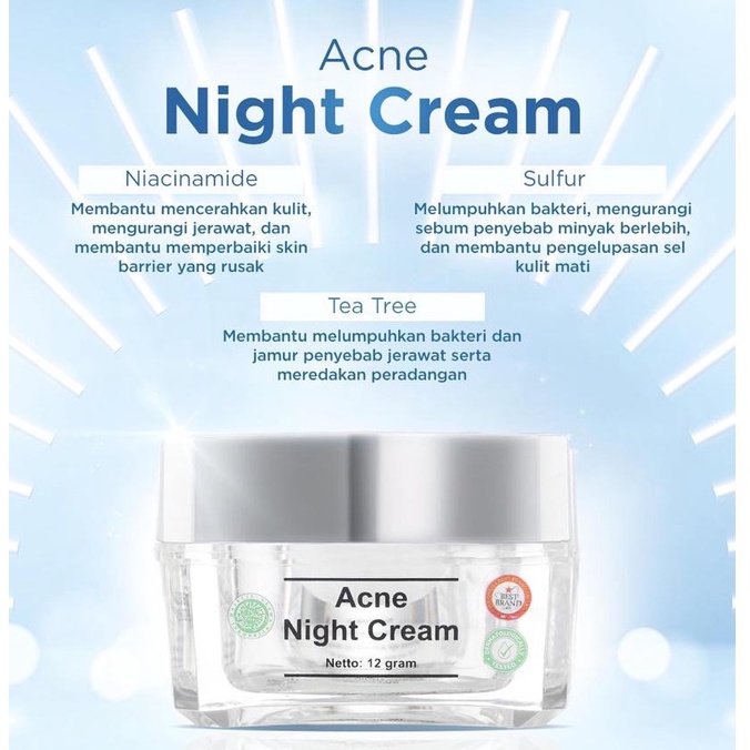 MS Glow Acne Night Cream / Krim Malam Untuk Wajah Berminyak / Jerawat