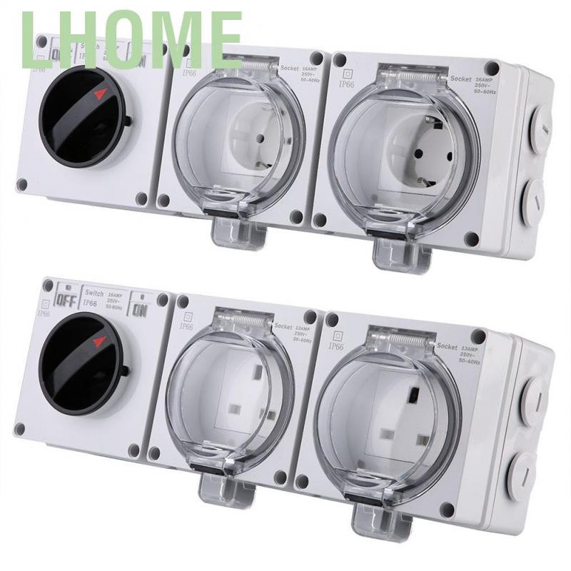 Lhome Stop Kontak Listrik Outdoor Anti Air IP66 dengan Saklar On / Off