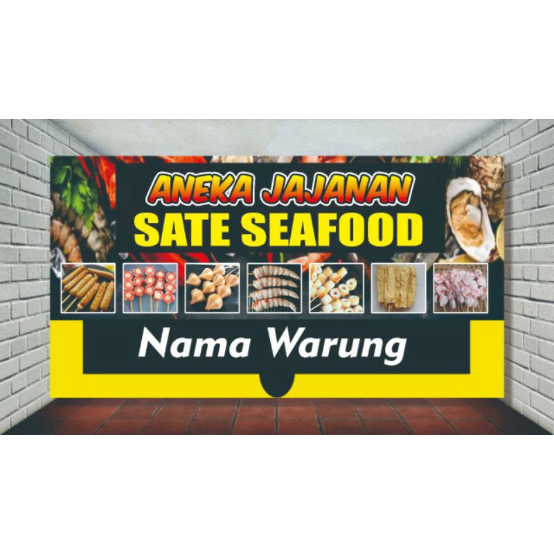Spanduk Jajanan/Aneka Sate Seafood/Aneka Sosis Bakar 150x80
