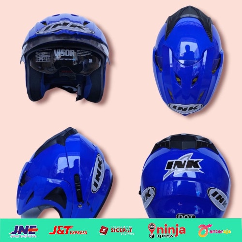 Helm jp8 T1 tempel stiker ink biru glossy free packing aman warna lucu