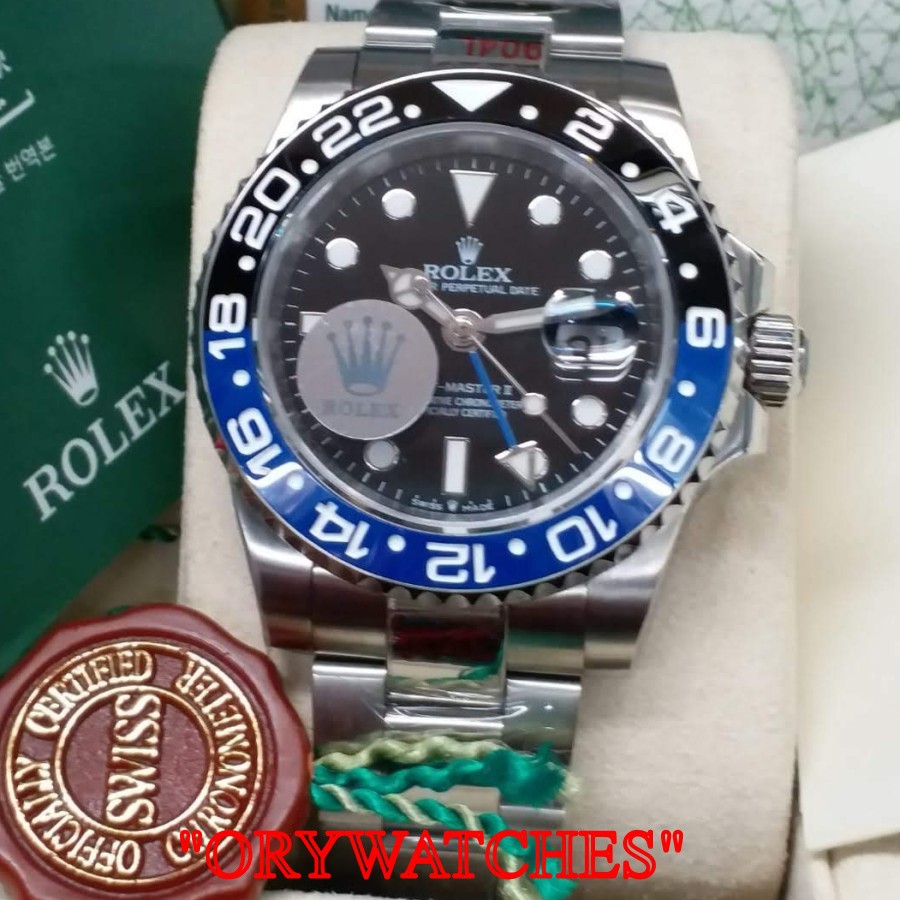 SALE ROLEX GMT MASTER II 116710 BATMAN BLUE OYSTER 904L SWISS ETA CLONE CF GARANSI 1TH