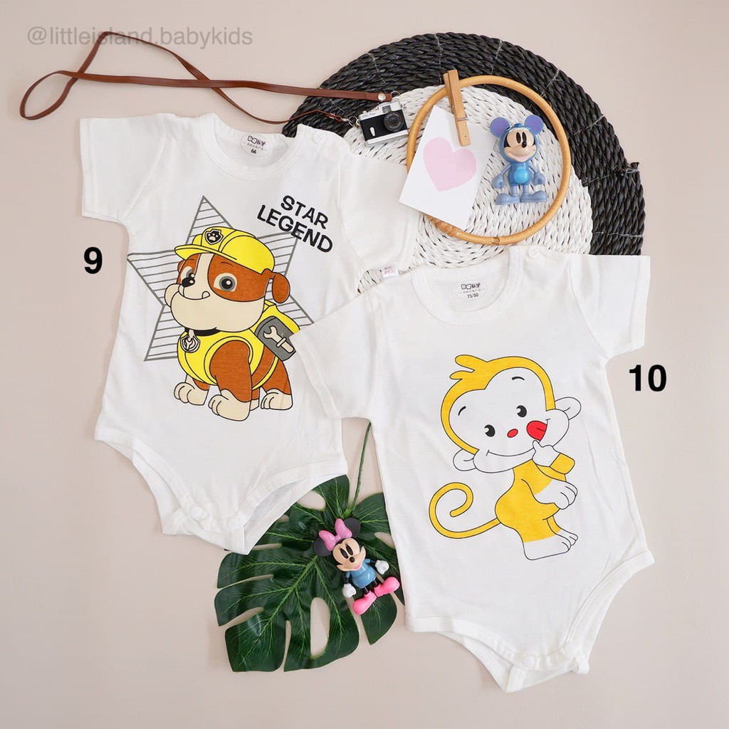 LID9103 - Jumper / Romper / Jumpsuit Anak Bayi / Balita Karakter Lucu dgn kancing pundak bahan katun