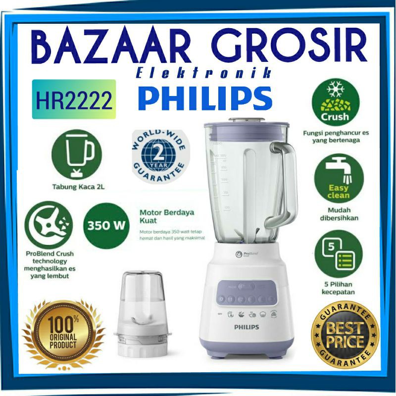 Blender Philips Phillips Gelas Kaca 2 L 2l Hr2222 Hr 2222 Lavender Abu Shopee Indonesia