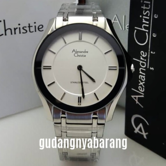 JAM TANGAN PRIA - LAKI - COWOK ALEXANDRE CHRISTIE AC 8605 SILVER WHITE PUTIH ORIGINAL