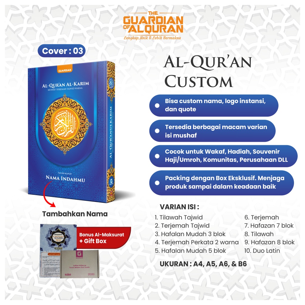 Alquran Quran Al quran Nama Sendiri Custom Request Mushaf Musaf Tilawah Tajwid Terjemahan Latin Perk