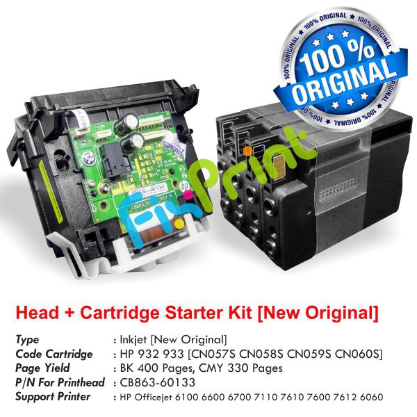 Print Head Cartridge Tinta 932 933 Original Printhead Officejet 7610 7612 7110 7600 Kit HP 7612