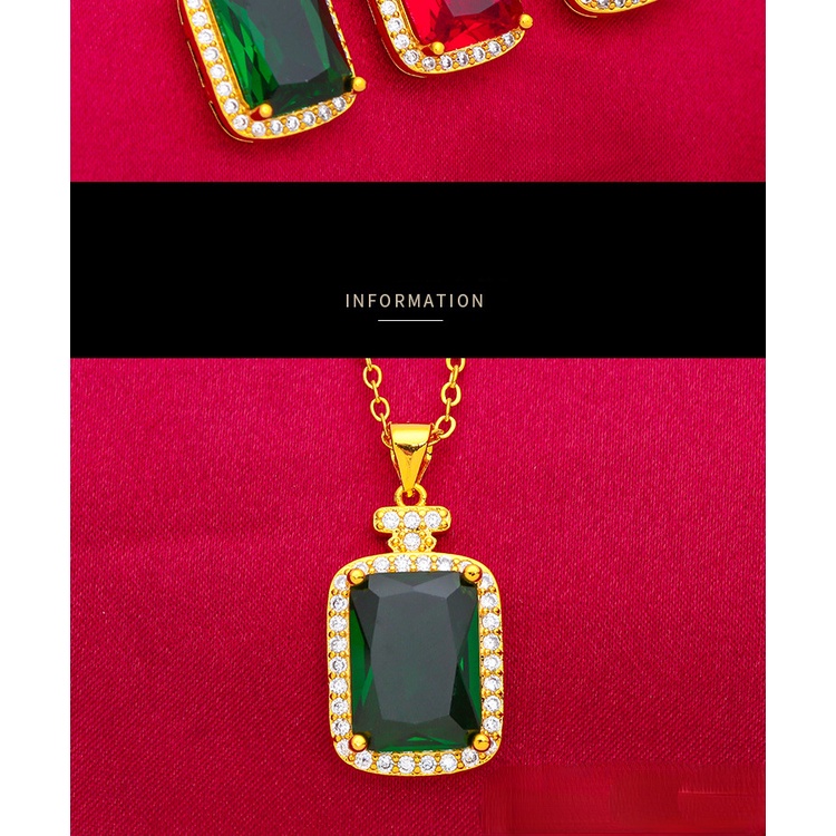 Kalung Liontin Botol Parfum Sapphire Ruby Lapis Emas Asli Kadar 375 Hias Berlian Gaya Bangkok