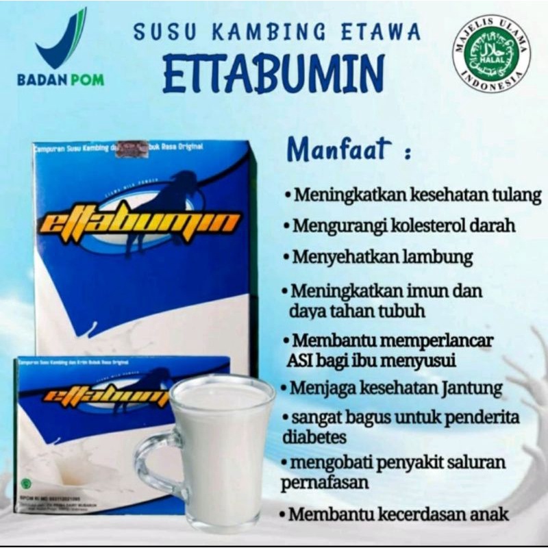 

Susu kambing bubuk Ettabumin netto 200 gram,