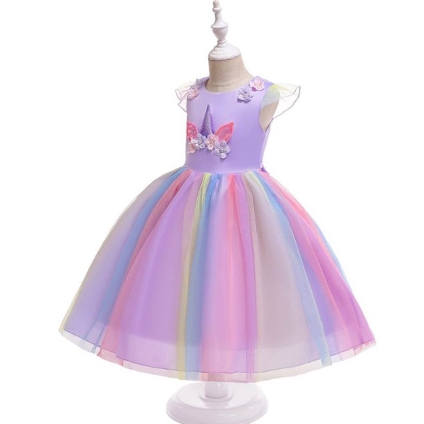 Dress anak perempuan unicorn gaun baju Costume pesta anak