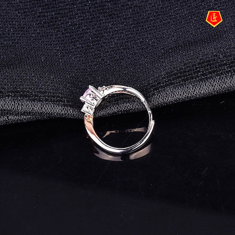 [Ready Stock]New Color Separation Pink Diamond Ring Fashion Luxury