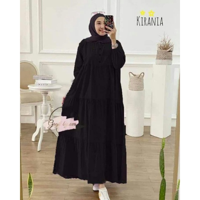 Kirania midi dress premium bahan rayon / dress polos / dress busui / Fashion muslimah