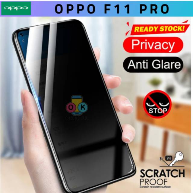 OPPO F11 PRO Tempered Glass Anti Spy Full Screen-TG Anti Gores Spy OPPO F11Pro  Privacy Premium