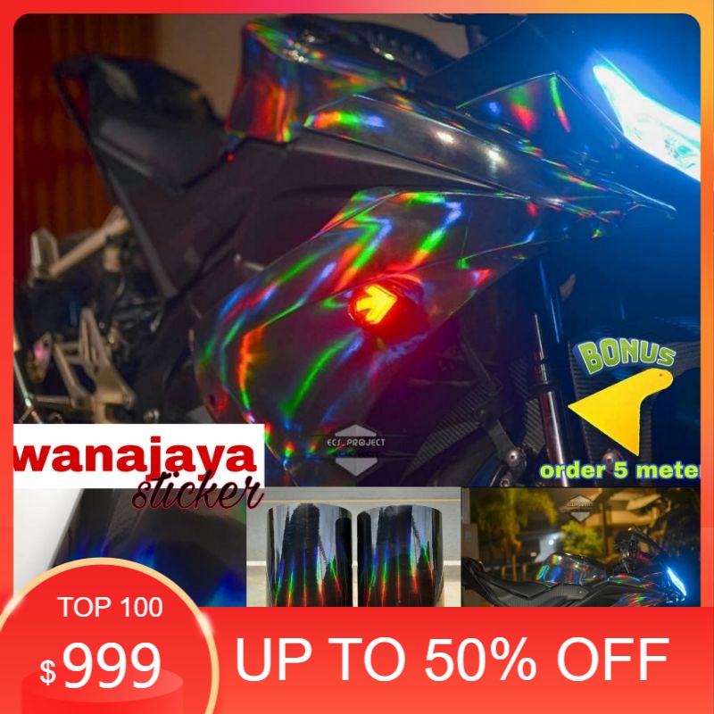 STIKER HOLOGRAM / STICKER PELANGI / SKOTLET HOLOGRAM / STICKER LASER CHROME / CROME/ HITAM/ SKOTLET