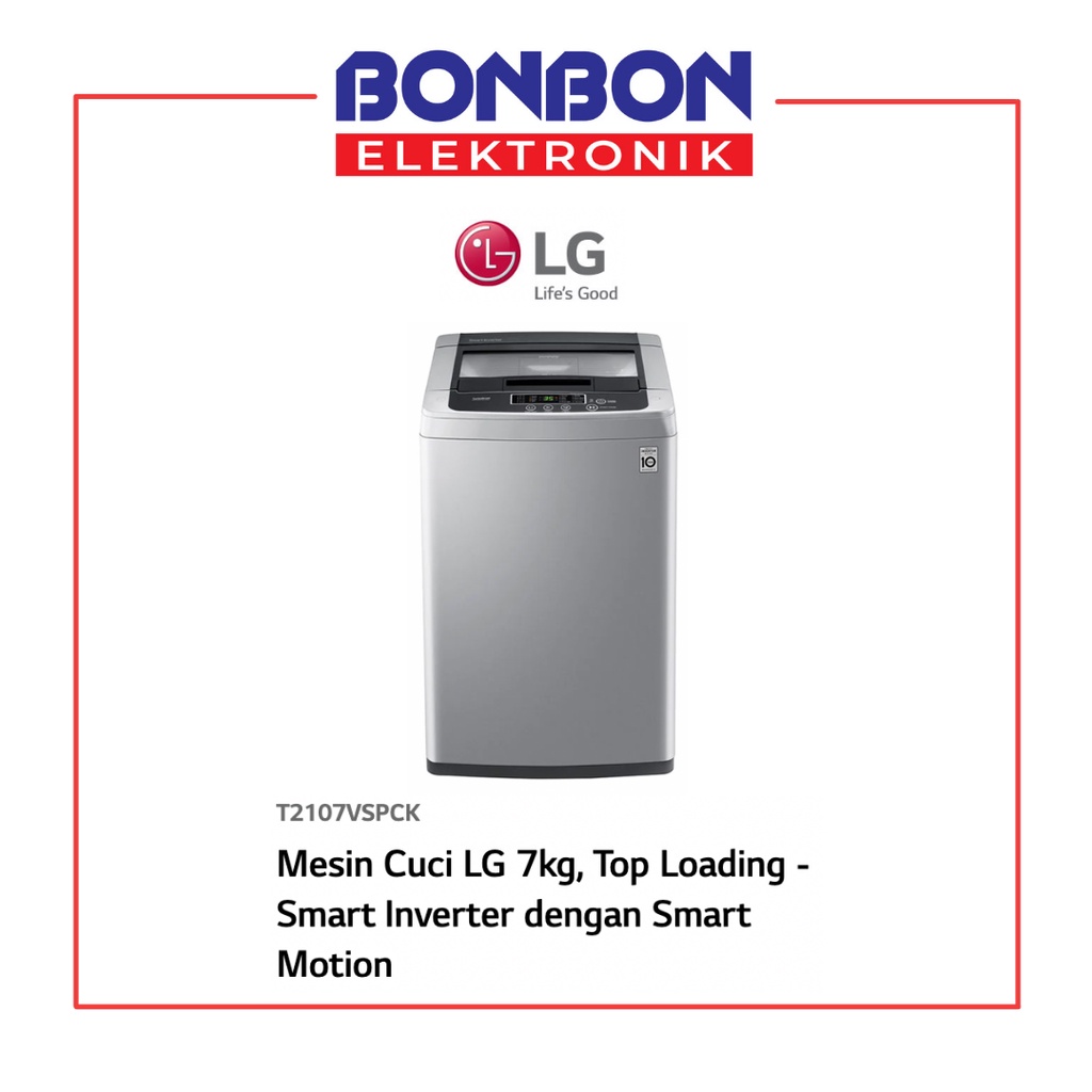 LG Mesin Cuci 1 Tabung 7KG T 2107 VSPCK / 2107VSPCK / T2107VSPCK