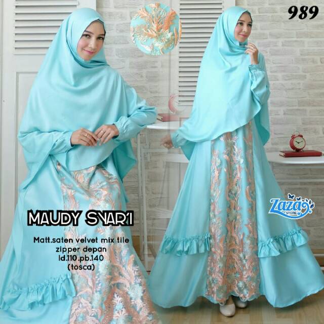 Gamis syari set jilban gaun pesta syari gamis tile Maudy Syari by Zaza