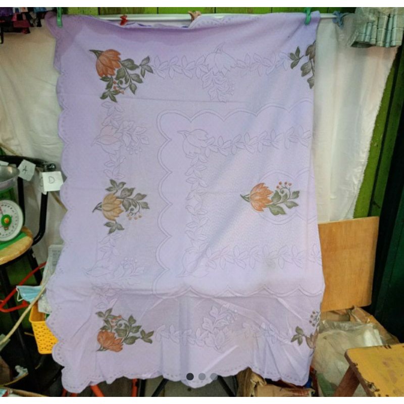 renda taplak meja kain segi panjang 185x135cm ungu