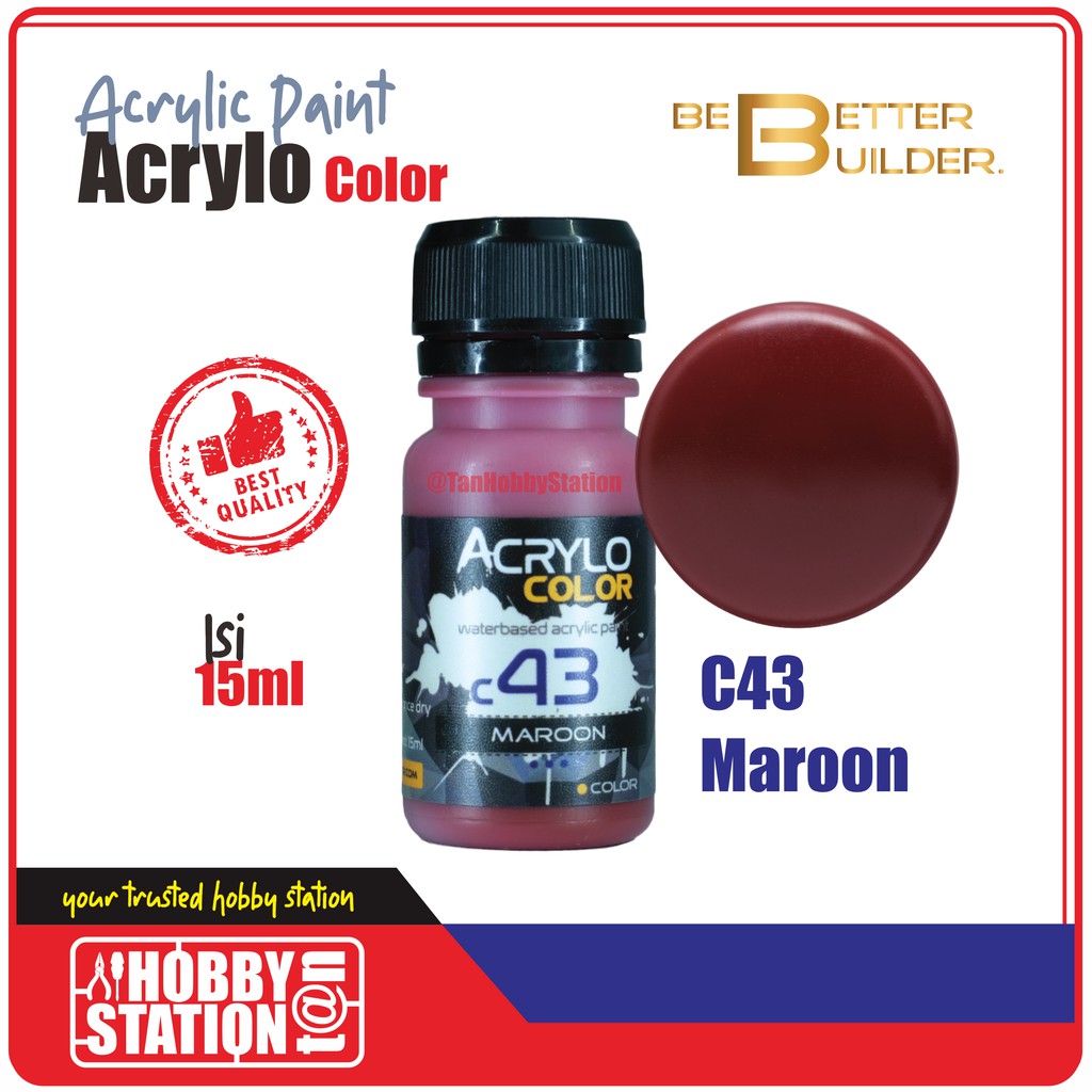 Acrylo Color MAROON - Gundam ModelKit Acrylic Handbrush Airbrush Repaint Airbrush Cat