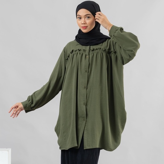 TUNIK KEMEJA KRINKLE AIRFLOW RANI LONG SHIRT PREMIUM SHIRT B571