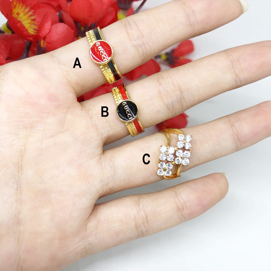 Cincin Wanita Fashion Xuping Hijau Merah Lapis Emas - BR436