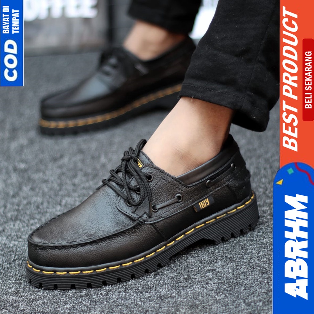 Sepatu Formal Docmart Kulit Asli Pantofel Kerja Hitam Pria Abrhm Zapato