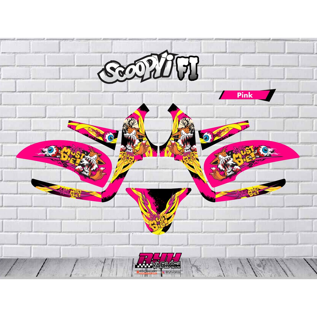 Stiker Decal Full Body Honda Scoopy Fi 2021 Zombie MustDie Doraemon mandalika petronas Custom