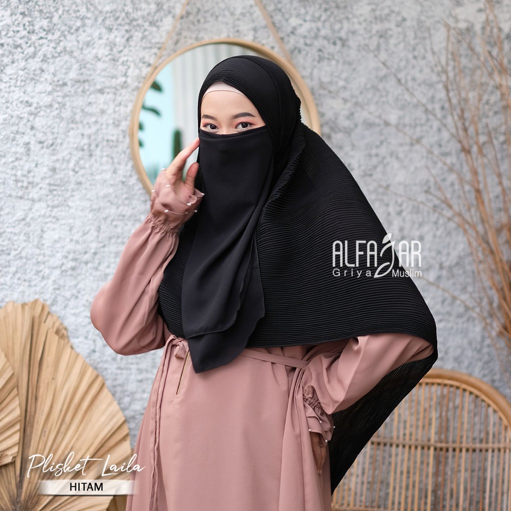 Jilbab Pasmina Instan Plisket Ceruty Babydoll Laila by Alfajar Free Cadar