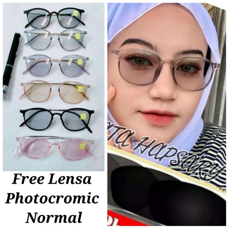 FRAME KACAMATA WANITA LENTUR 2124 + LENSA PHOTOCROMIC GREY ( NORMAL ) FASHION NO MINUS RADIASI