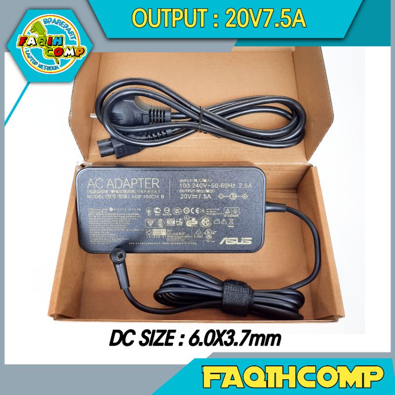 Adaptor Charger Asus 20V 7.5A ADP-150CH B BB A18-150P1A 6.0x3.7mm FX505 FX505D