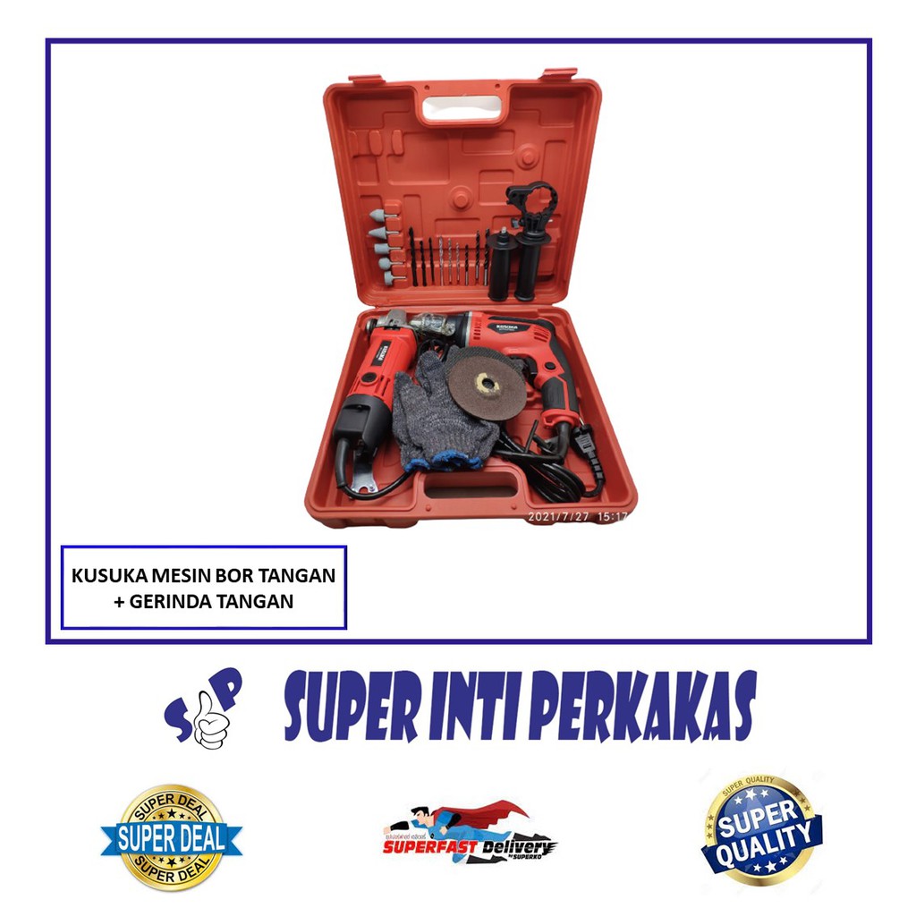 KUSUKA BY FUJIYAMA MESIN BOR TANGAN/HAMMER DRILL 13MM SET MATA BOR