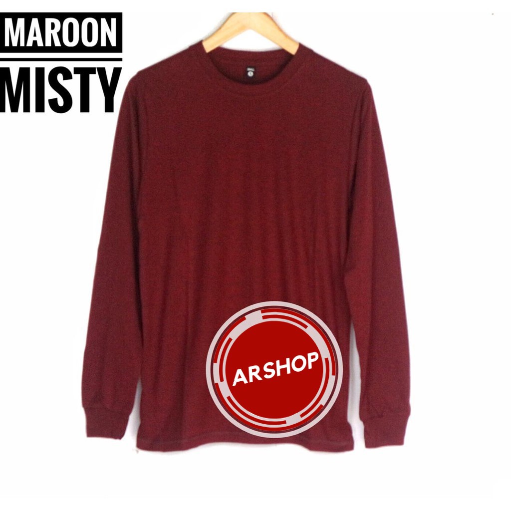  Kaos  Polos  Lengan Panjang  Longsleeve Maroon  Misty Cotton 