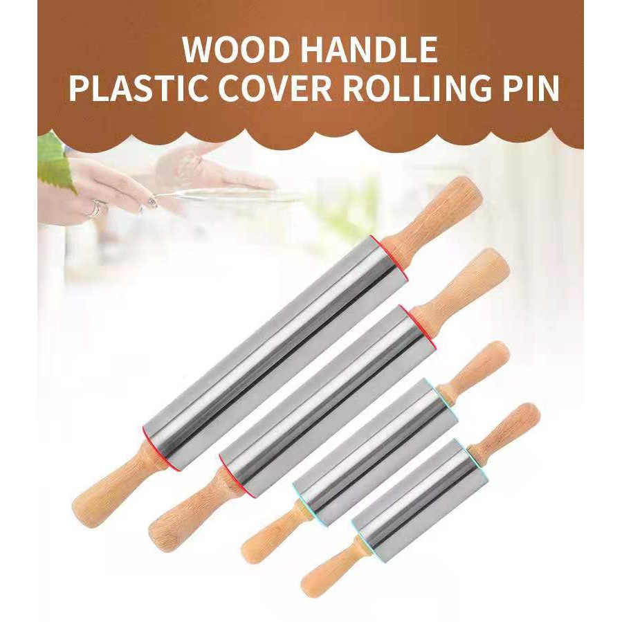 ROLLING PIN Gagang Kayu / ROLLING PIN STAINLESS STEEL / PENGGILING ADONAN