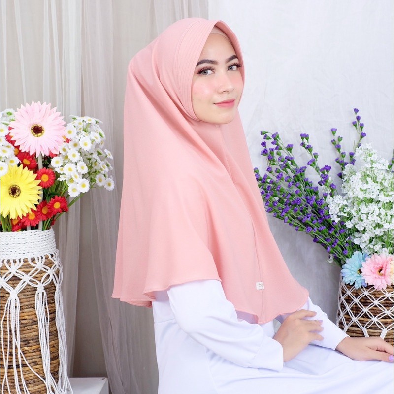 Jilbab / kerudung khimar pet polos bahan diamond size 175 x 75 cm