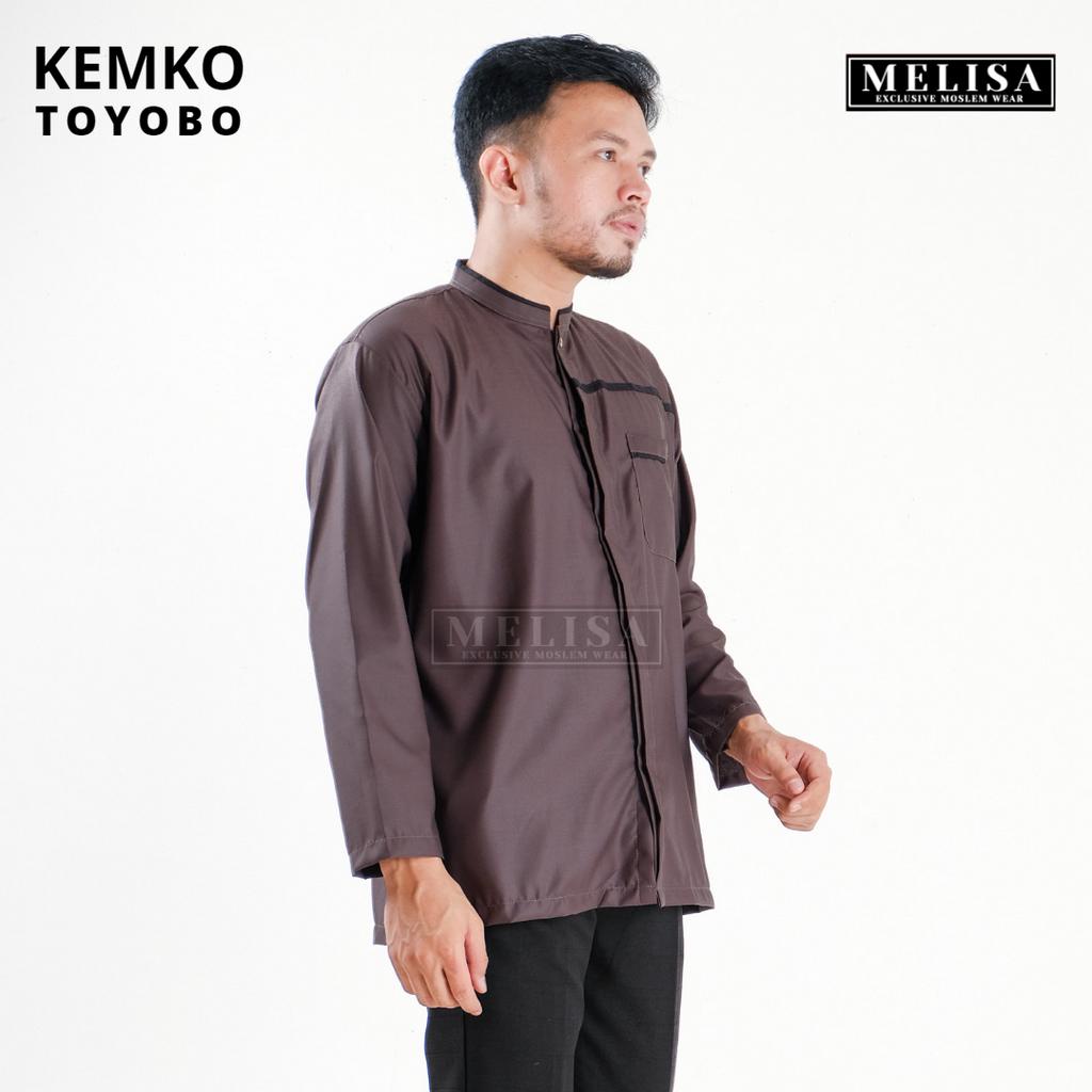 Baju Koko Pria Dewasa Katun Toyobo Polos Lengan Panjang Baju Muslim Remaja Laki Laki Ukuran M L XL -Coklat