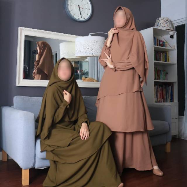 Gamis Aisy set by ym Project wollicrepe premium pashmina